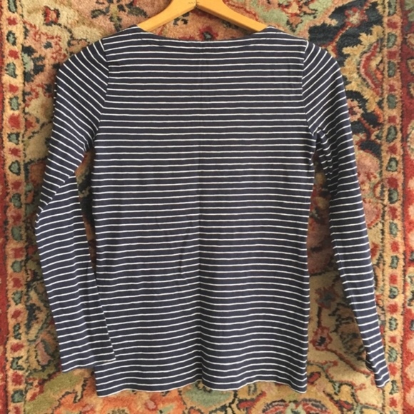 J Crew Striped Painter Button Neck Boatneck Tee - Picture 4 of 4